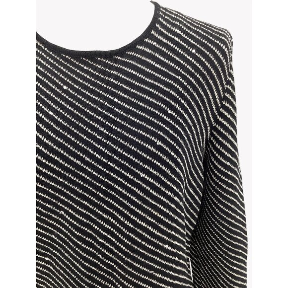 Vintage Lawrence Rich Womens Black & White Striped Sweater Size L Cozy Knit - Picture 3 of 6
